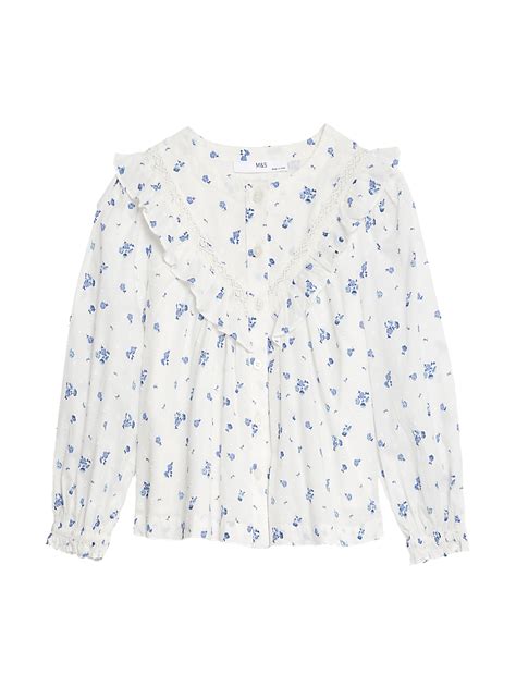Buy Pure Cotton Floral Blouse Top (2-8 Yrs) at Marks & Spencer