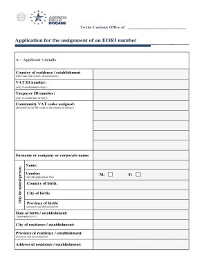 Agenzia Delle Dogane Application for form Assignment - Blank Fillable ...