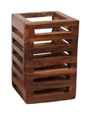 Hindoro Handmade Sheesham Wooden Pen Stand/Pen Holder/Pencil Holder ...