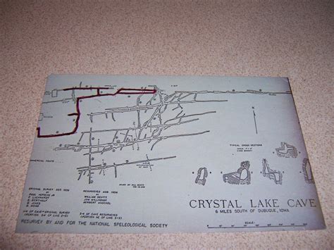 1960s MAP Of CRYSTAL LAKE CAVE Near DUBUQUE IOWA VTG POSTCARD | #17538308