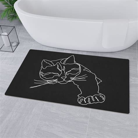 Minimalist Cat Floor Mat, Line Art Cat Flooring Mat, Cat Room Décor ...
