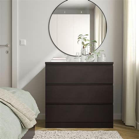 MALM Chest of 3 drawers, black-brown, 80x78 cm - IKEA
