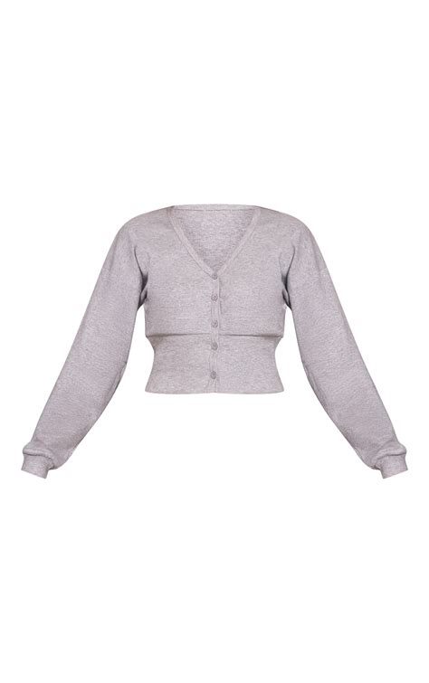 Grey Marl Soft Rib Cinched Waist Cardigan | Co-ords | PrettyLittleThing USA