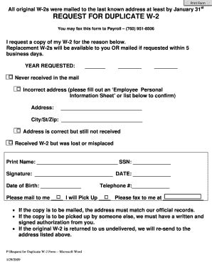 REQUEST FOR DUPLICATE W-2 - Vvc - Fill and Sign Printable Template Online