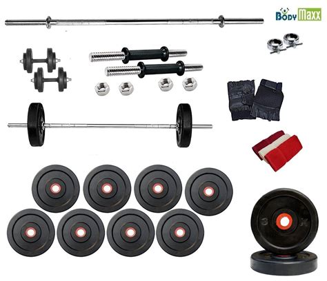 Buy Body Maxx 30 Kg Weight Lifting Adjustable Rubber Home Gym Combo - 3 ...