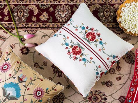 Buy Best Sheen Ivory Cushion I Embroidery Cushions for Sofa and Living ...