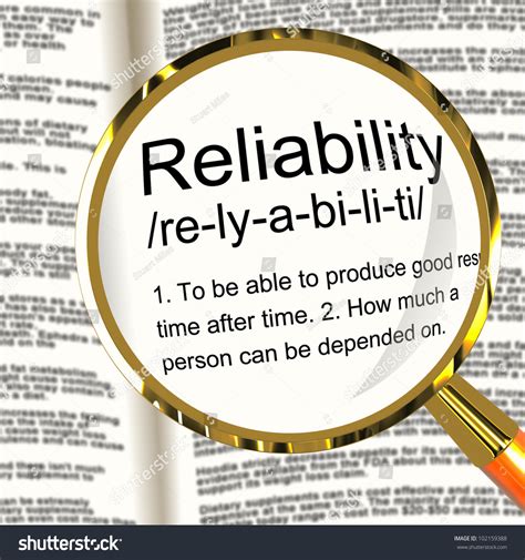 Reliability Definition Magnifier Shows Trust Quality Stock Illustration ...