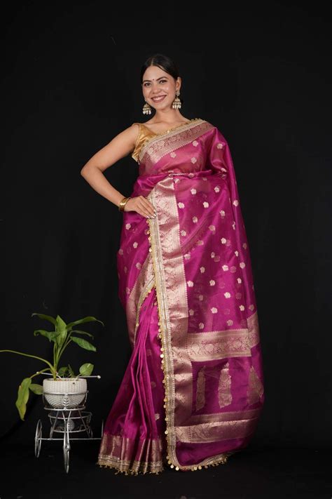 Maharani Tissue Silk With overall Zari Butte work And Beautiful Tikki ...