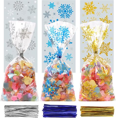 Amazon.com: CCINEE 180Pcs Christmas Cellophane Treat Bags for Kids,Xmas ...