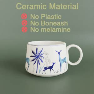 Buy The Earth Store Stag Blue Ceramic Tea Cups Set of 6 Small Coffee ...