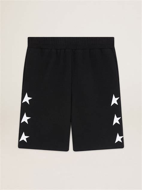 Men's black bermuda shorts with white stars | Golden Goose