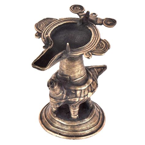 Handcrafted Brass Oil Lamp Dhokra Peacock Oil Lamp