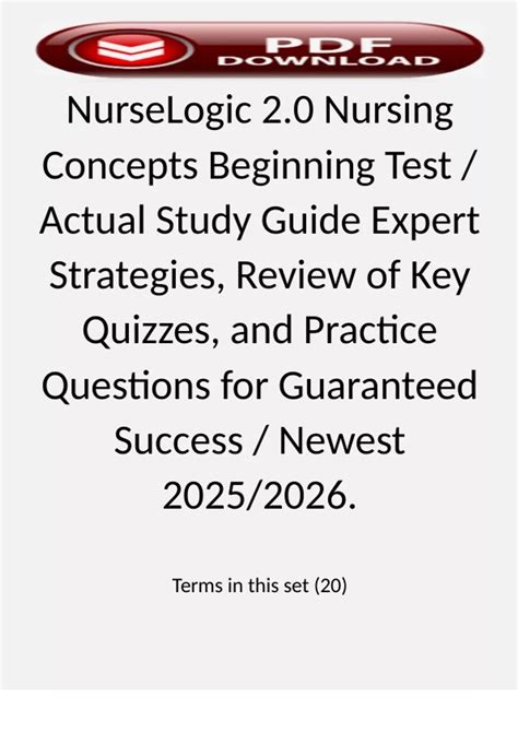 NurseLogic 2.0 Nursing Concepts Beginning Test / Actual Study Guide ...
