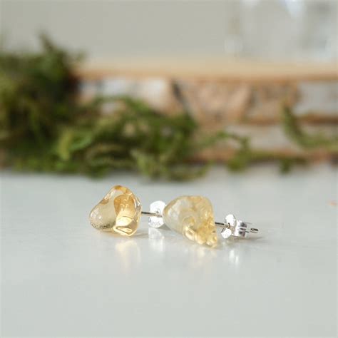 Citrine Stud Earrings Sterling Silver | Natural Studs for Men & Women ...