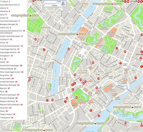 Map of Copenhagen tourist: attractions and monuments of Copenhagen - copenhagen on map of denmark