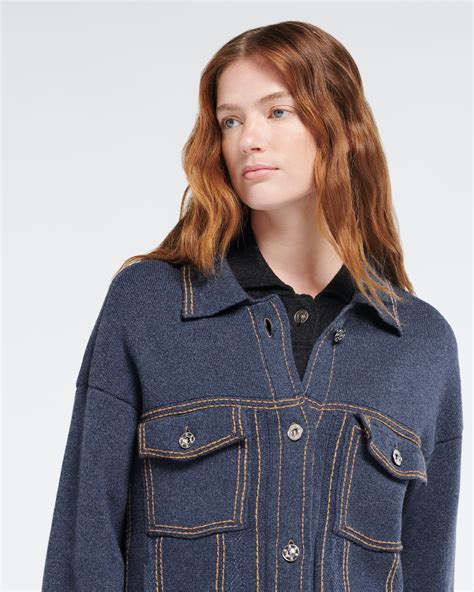 Denim oversized cashmere and cotton jacket – Barrie