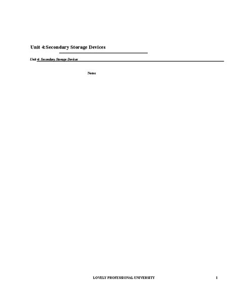 6 - notes - Unit 4:Secondary Storage Devices Unit 4: Secondary Storage ...