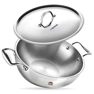 URBAN KRAFT Triply Stainless Steel Kadhai Heavy Bottom with Lid ...