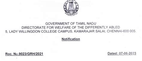 Tamil Nadu Commissionerate for Welfare of the Differently Abled ...