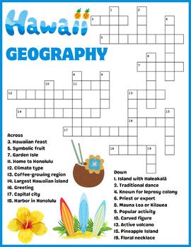 HAWAII GEOGRAPHY Crossword Puzzle Worksheet Activity by ELKS ART STUDIO
