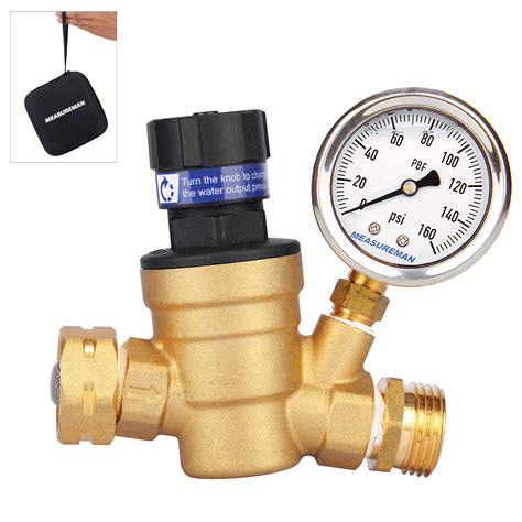 Measureman Handle Adjustable Brass Lead-Free RV Pressure Regulator ...
