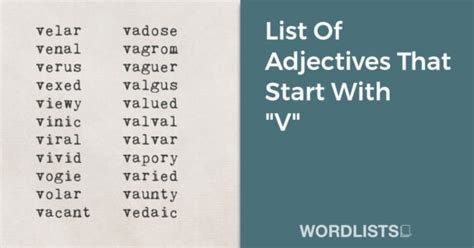 List Of Adjectives That Start With "V"