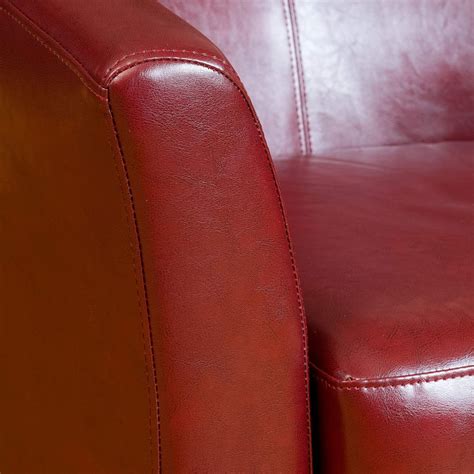 GDFStudio Buy Petaluma Oxblood Red Leather Club Chair at Ubuy India