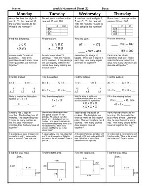 Weekly Homework Sheet 6 - Fill and Sign Printable Template Online