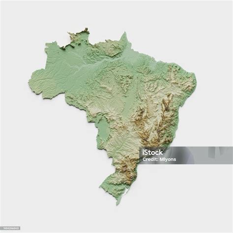 Brazil Topographic Relief Map 3d Render Stock Photo - Download Image Now - Relief Map, Brazil ...