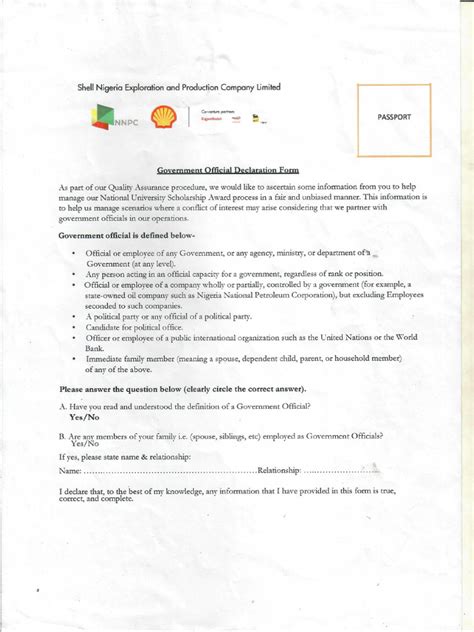 Image result for Chief Declaration Form