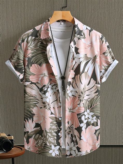 Men's Floral Print Button Down Short Sleeve Shirt | SHEIN USA