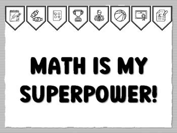 MATH IS MY SUPERPOWER! Math Bulletin Board Kit, Ready to print school ...