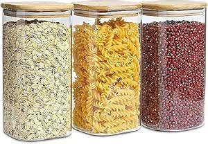 CASITA HOME ARTS Square Glass Jars with Wood Lids Airtight and ...