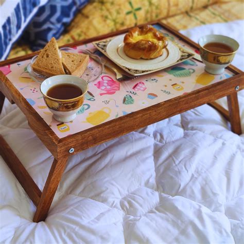 Plush Homes Foldable Wooden Tray Table - Portable Breakfast Bed Tray ...
