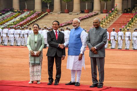 In pics: Myanmar President U Win Myint accorded ceremonial welcome at ...