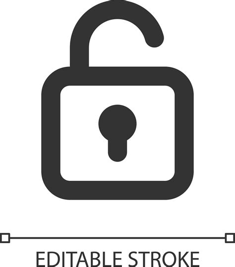 Unlocked padlock pixel perfect linear ui icon. Security setting. Folder access control. GUI, UX ...