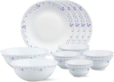 Buy Larah by BOROSIL Red Bud 47 Pcs Opalware Dinner Set. White Online ...
