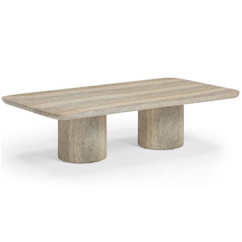 Tyche Outdoor Rectangular Coffee Table, Travertine – High Fashion Home