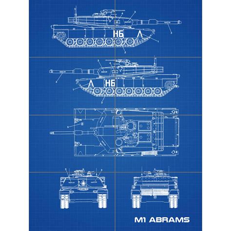 Buy M1 Abrams American Main Battle Tank Blueprint Plan XL Giant Panel ...