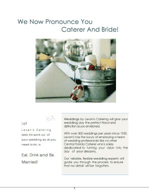 Fillable Online Let Weddings by Levan 's Catering will give your ...