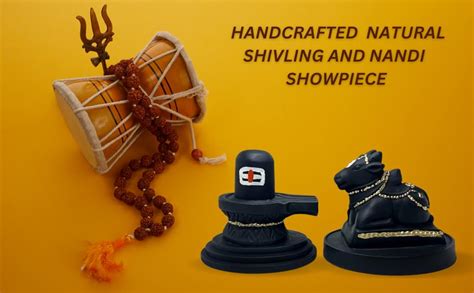 Buy CLOUDS INDIA Handcrafted Black Natural Shivling and Nandi for Pooja ...