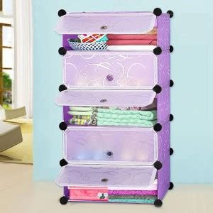 CITRODA 5 Door 5 Shelves Plastic Wardrobe Organizer For Clothes Storage ...