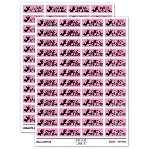 Check Spelling Teacher Student School Sticker Set - Light Pink - Gloss ...