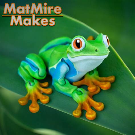🌳 Tree Frog, Articulated fidget, print-in-place body, snap-fit head ...