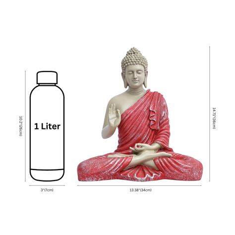 Beige Matte Finish Buddha Statue with Red Robe - Spiritual Home Decor ...