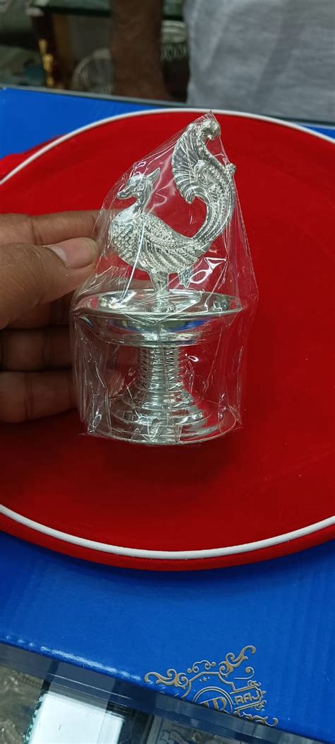 Buy Silver Diya with Peacock Design Showpiece on Top o | Rud ...