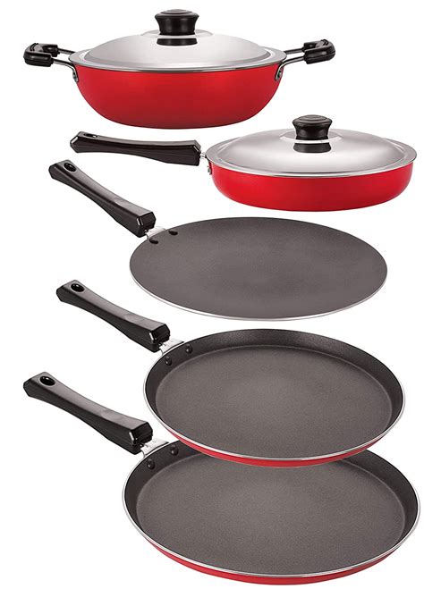 Buy Nirlon Gas Compatible Non-Stick Aluminium Cookware Set, 5-Pieces ...