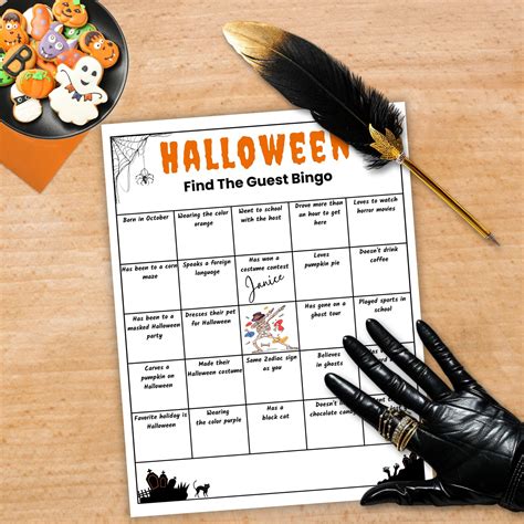Find the Guest Bingo Game, Adult Halloween Game, Coworker Mix and ...