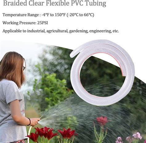 Buy Eoiips 1” ID PVC Braided Clear Flexible Vinyl Tubing, 1 ID x 1-1/4 ...