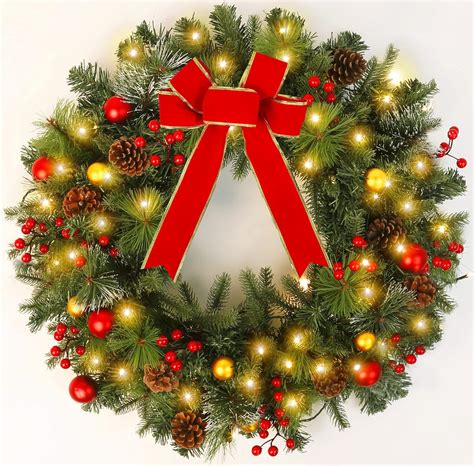 Amazon.com: 24 Inch Large Christmas Wreath Decorations with Lights ...